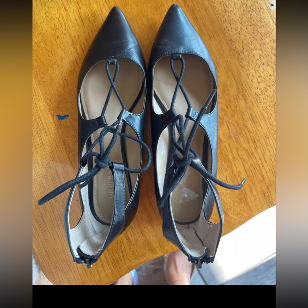 Saks Fifth Avenue - Estyn Lace-Up Point Toe Flats